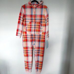 Girl's Cat & Jack Multicolor Plaid Hooded Union Suit Sleepwear Pajamas NWT